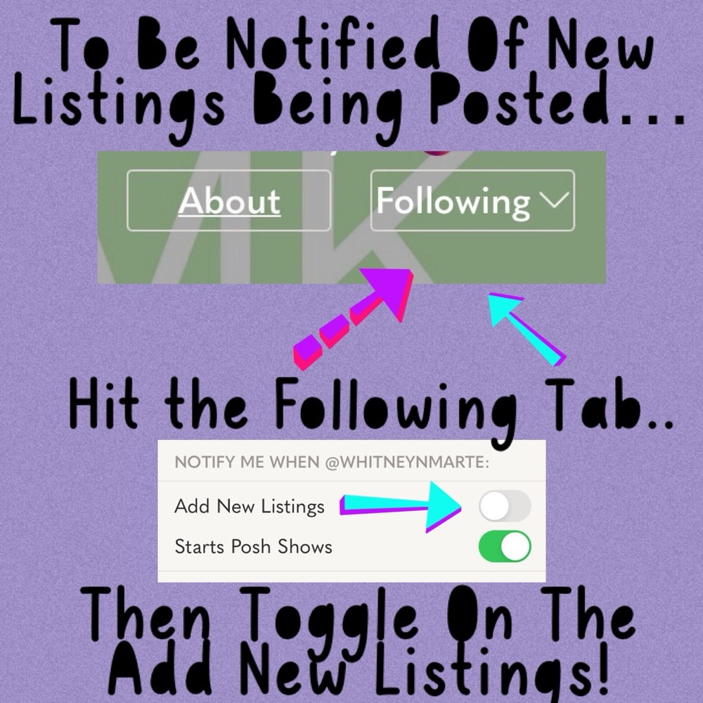 Get Notified Of New Listings Being Posted From My Closet! Lots of New Items Comi
